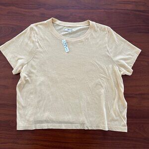 NWT Madewell Softfade Cotton Boxy-Crop Tee in Chamomile (Light Yellow) Medium